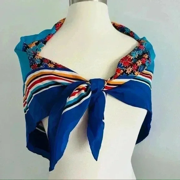 Vintage Casca Silk Large Scarf Floral - Picture 3 of 6